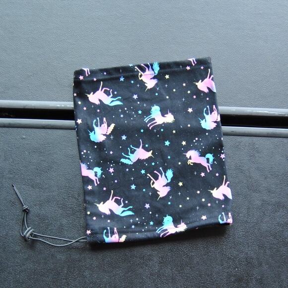 Unicorn Adjustable Face Covering Black with Pink Purple Design - Picture 1 of 5